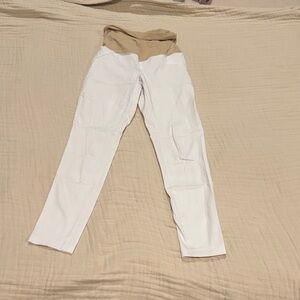 Motherhood Maternity White and Tan Ankle Pants